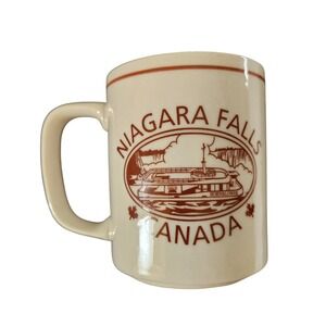 Niagara Falls Canada Hornblower Boat Souvenir Ceramic Coffee Mug Cream Brown‎